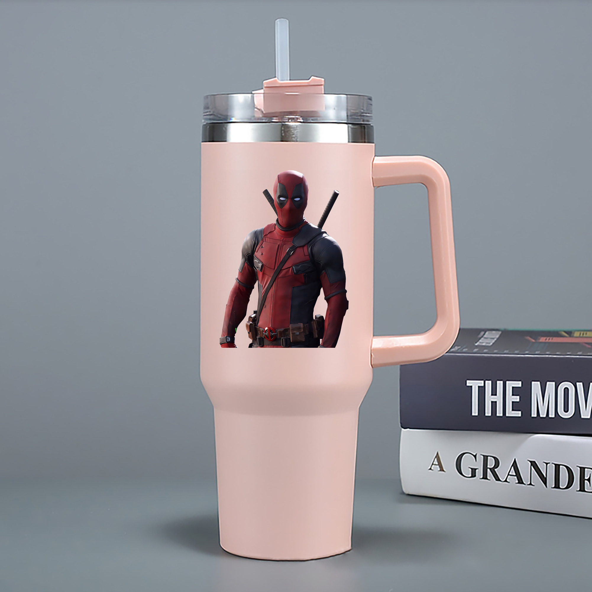 （画像用） Deadpool デッドプール 1200mL車用タンブラー - クリスタルステッカー（プラスチックストロー付き）